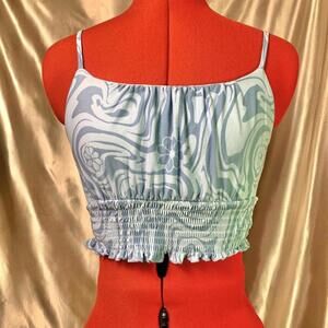 Rue 21 ruffled scrunched marbled crop top
